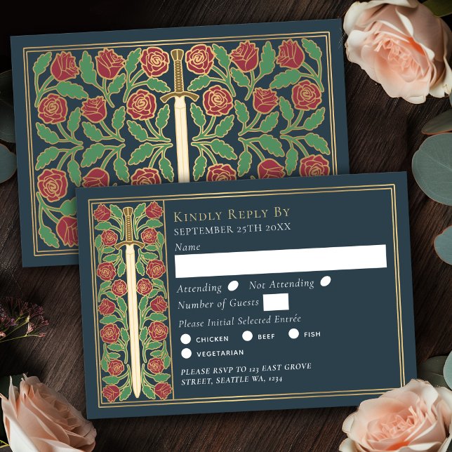 Espada Floral Medieval Gris Dorado RSVP de Boda (Subido por el creador)