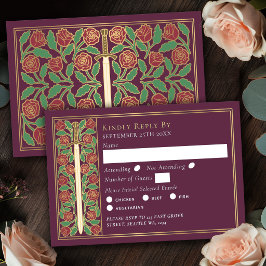 Espada Floral Medieval Malva Dorada RSVP de Boda