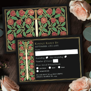 Espada Floral Medieval Negra Dorada RSVP de Boda