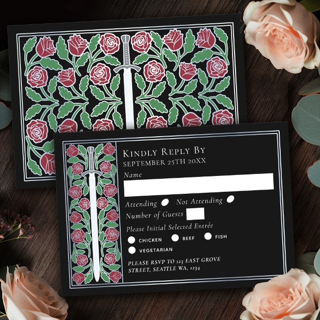 Espada Floral Medieval Negra Plateada RSVP de Boda (Subido por el creador)