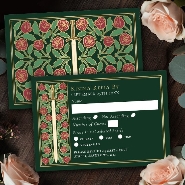 Espada Floral Medieval Verde Dorado RSVP de Boda (Subido por el creador)