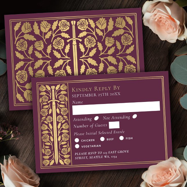 Espada Medieval Mauve Dorada RSVP de Boda (Subido por el creador)