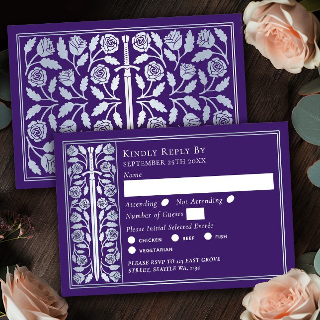 Espada Medieval Morada Plateada RSVP de Boda (Subido por el creador)