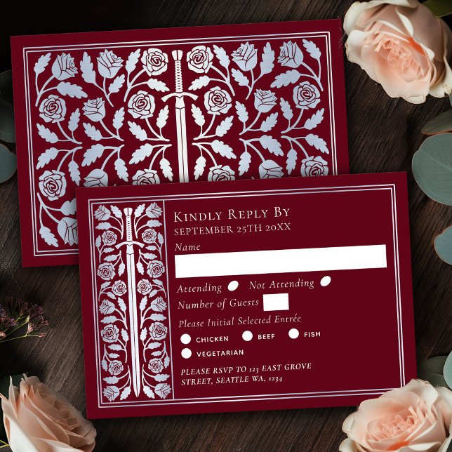 Espada Medieval Roja Plateada RSVP de Boda (Subido por el creador)
