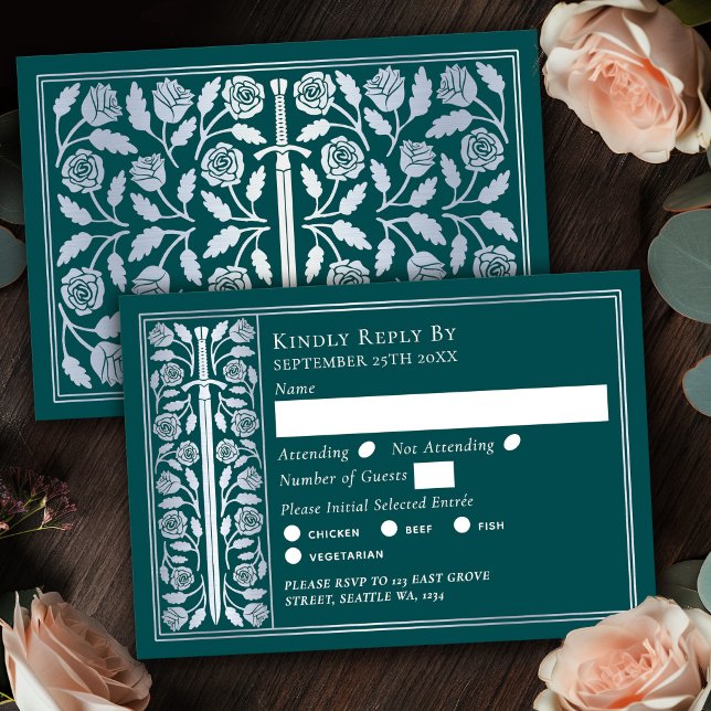 Espada Medieval Teal Plateada RSVP de Boda (Subido por el creador)