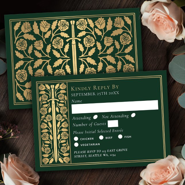 Espada Medieval Verde Dorada RSVP de Boda (Subido por el creador)