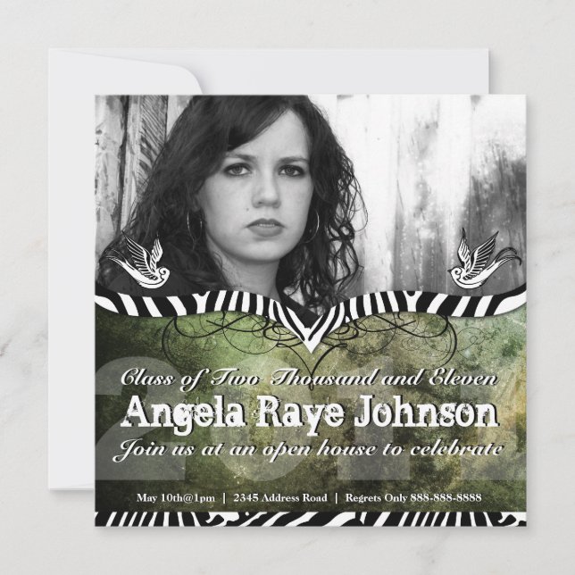 Espadas de tatuaje de Grunge e Invitación de Grado (Anverso)