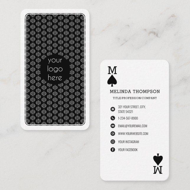 Espadas únicas Logotipo comercial Jugando tarjeta  (Anverso / Reverso)