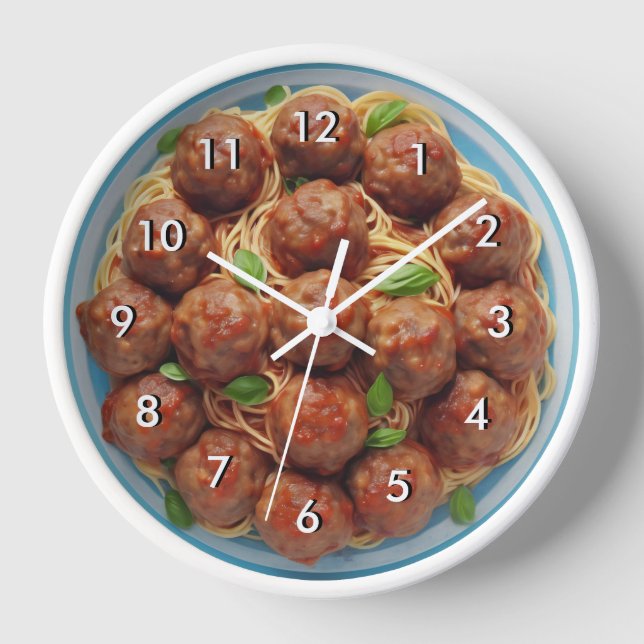 Espagueti y albóndigas Reloj italiano de cocina (Anverso)