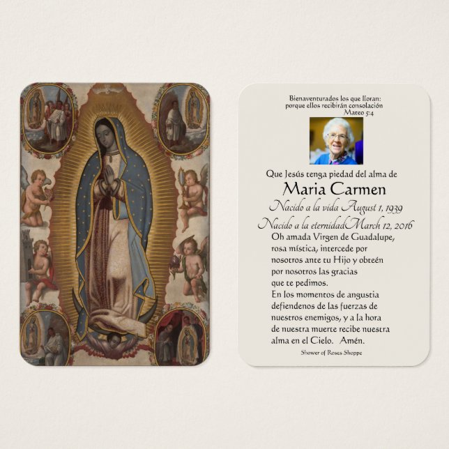 España Guadalupe María Oración Funeral Santa Tarje (Anverso y reverso)