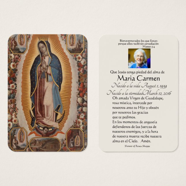 España Guadalupe María Oración Funeral Santa Tarje (Anverso y reverso)