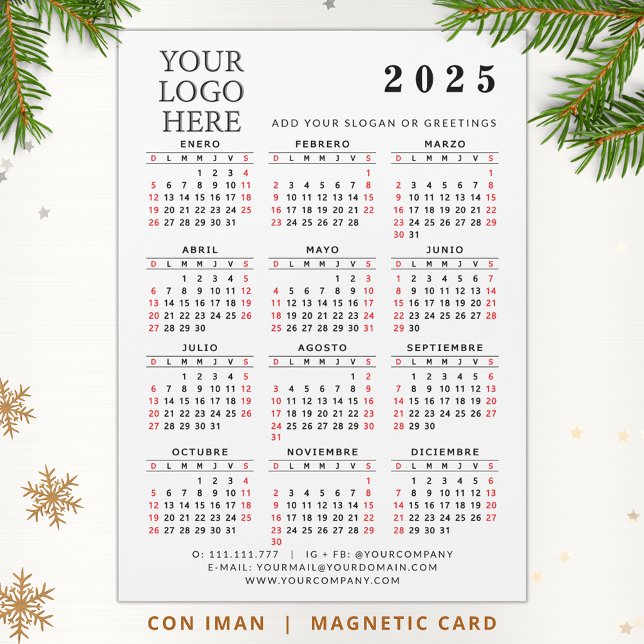 Español 2025 Business Calendar Magnet (Subido por el creador)