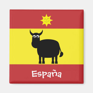 Español divertido Bull y imán de la bandera de S