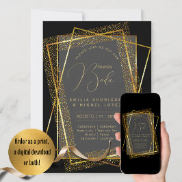 Espanol Invitación Boda Elegante Boda de Oro Negro
