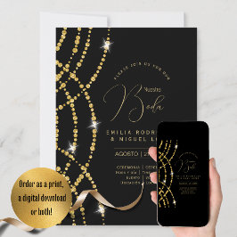 Espanol Invitación Boda Elegante Boda de Oro Negro