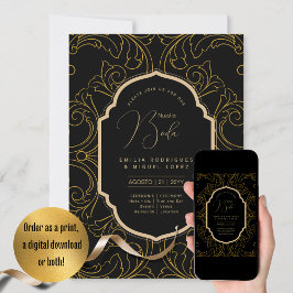 Espanol Invitación Boda Elegante Boda de Oro Negro