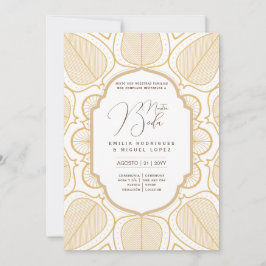 Espanol Invitación Boda Elegante Ornato de Oro Bla