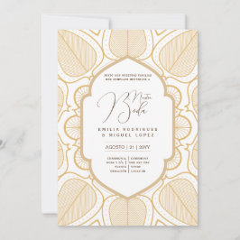 Espanol Invitación Boda Elegante Ornato de Oro Bla