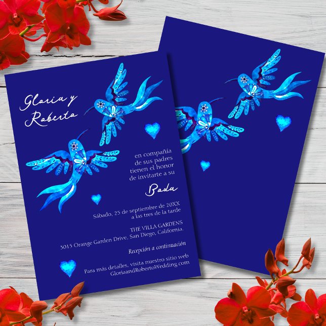 Español, Invitación Boda Mexicana Colibrí Azul (Subido por el creador)