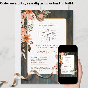 Espanol Invitación de Boda Boda floral Rústico I