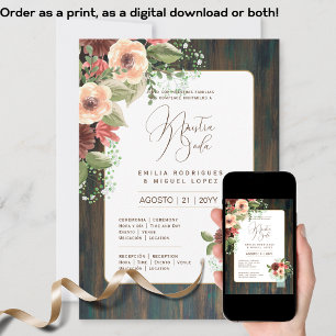 Espanol Invitación de Boda Boda floral Rústico I