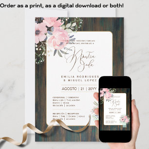 Espanol Invitación de Boda Boda floral Rústico I