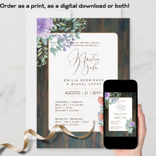 Espanol Invitación de Boda Boda floral Rústico I