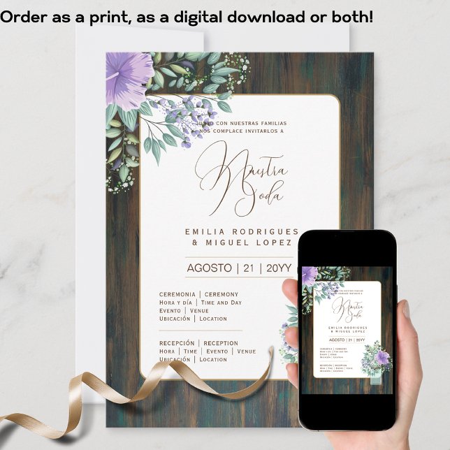 Espanol Invitación de Boda Boda floral Rústico I (Subido por el creador)