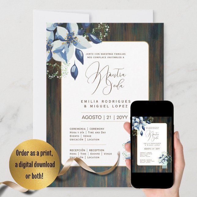 Espanol Invitación de Boda Boda floral Rústico I (Subido por el creador)