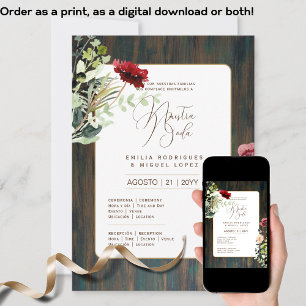 Espanol Invitación de Boda Boda floral Rústico I