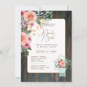 Espanol Invitación de Boda Boda floral Rústico I