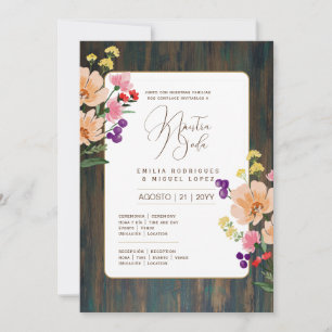 Espanol Invitación de Boda Boda floral Rústico I