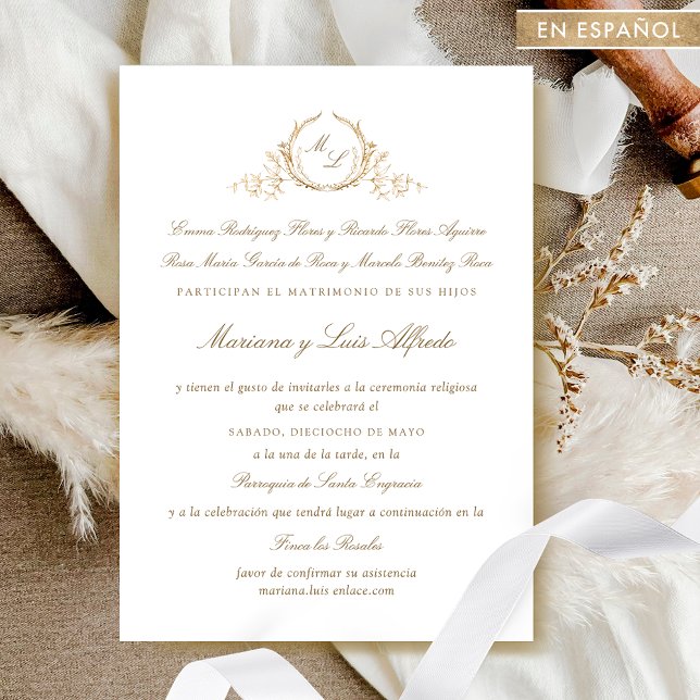 Español, Invitacion de Boda Formal con  Monogram  (Subido por el creador)