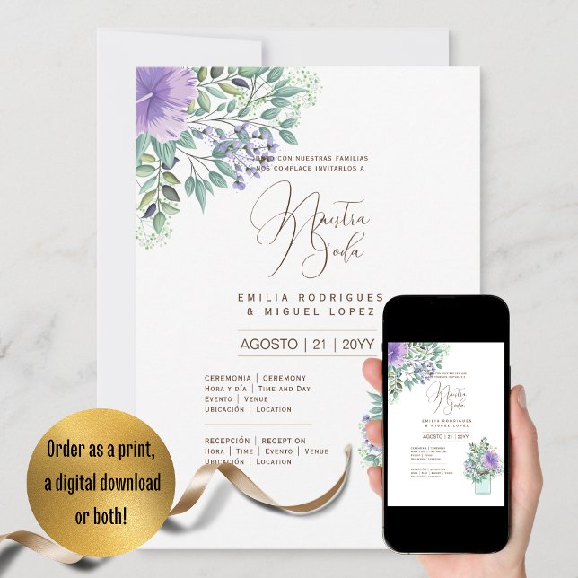 Espanol Invitación de Boda Verano Boda Floral I (Subido por el creador)
