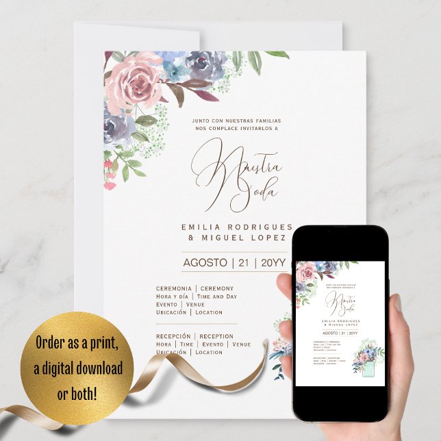 Espanol Invitación de Boda Verano Boda Floral I (Subido por el creador)