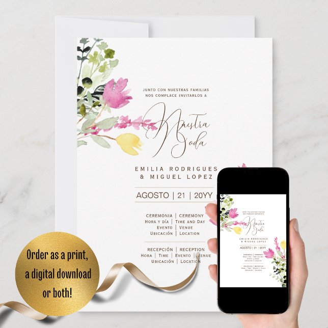 Espanol Invitación de Boda Verano Boda Floral I (Subido por el creador)