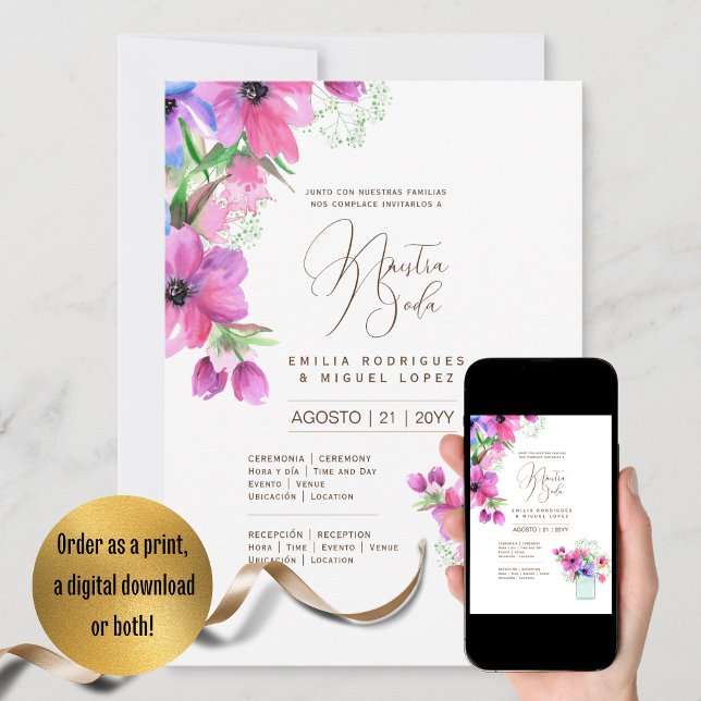 Espanol Invitación de Boda Verano Boda Floral I (Subido por el creador)