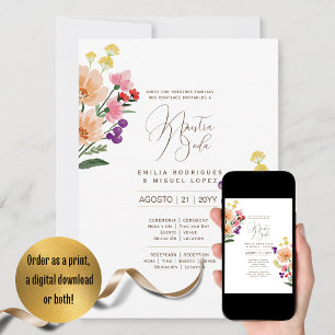 Espanol Invitación de Boda Verano Boda Floral I