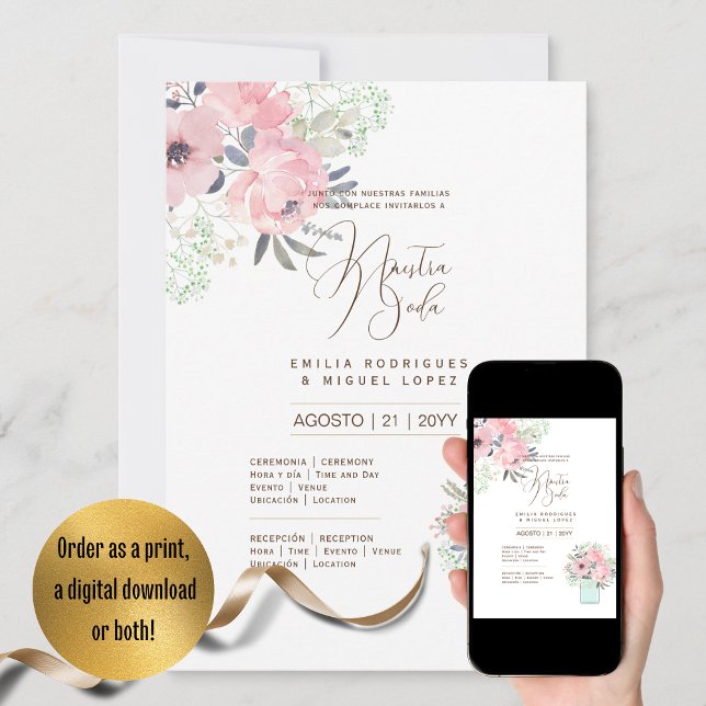Espanol Invitación de Boda Verano Boda Floral I (Subido por el creador)