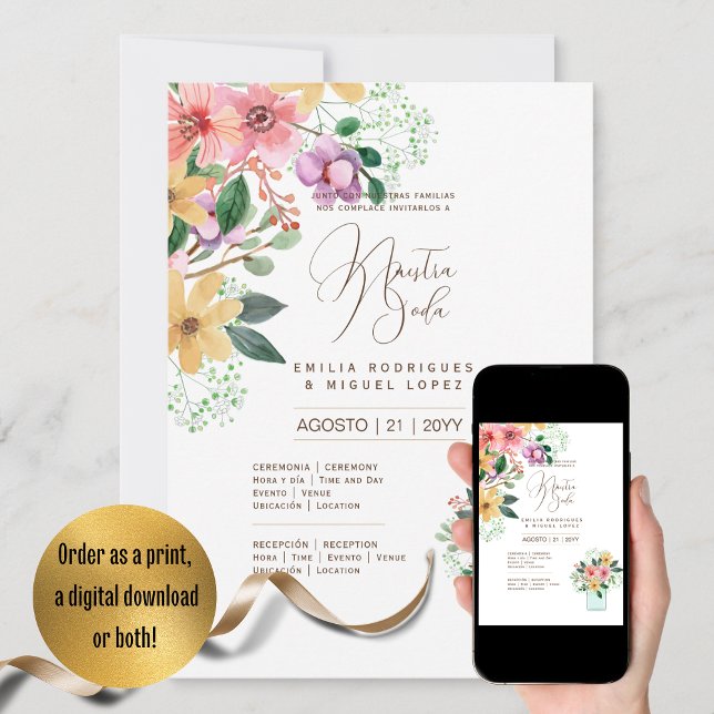 Espanol Invitación de Boda Verano Boda Floral I (Subido por el creador)