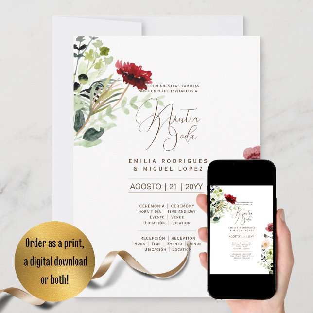 Espanol Invitación de Boda Verano Boda Floral I (Subido por el creador)