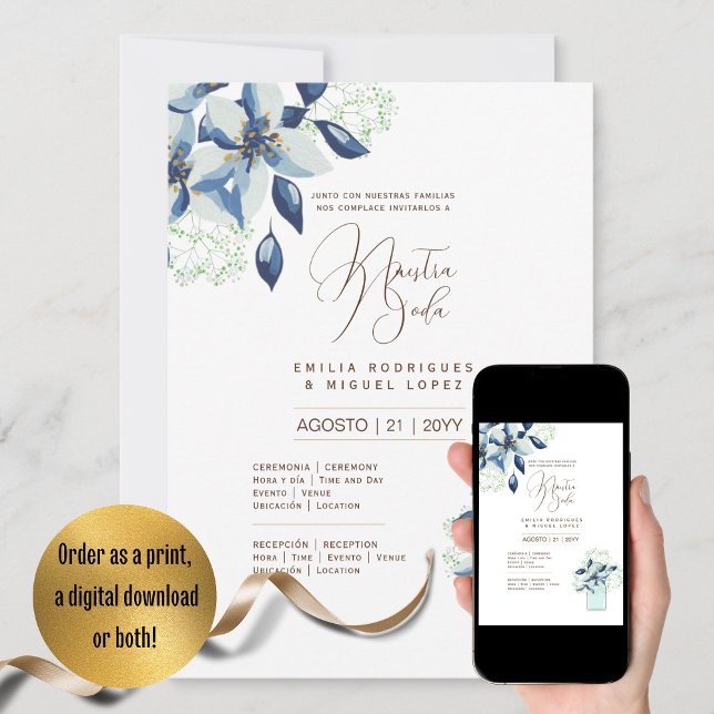 Espanol Invitación de Boda Verano Boda Floral I (Subido por el creador)