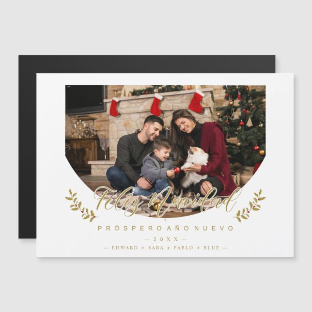 Español Moderna Tipografía Feliz Navidad Foto (Anverso/Reverso)