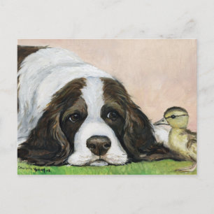 Español Springer inglesa y postal de arte de duckl