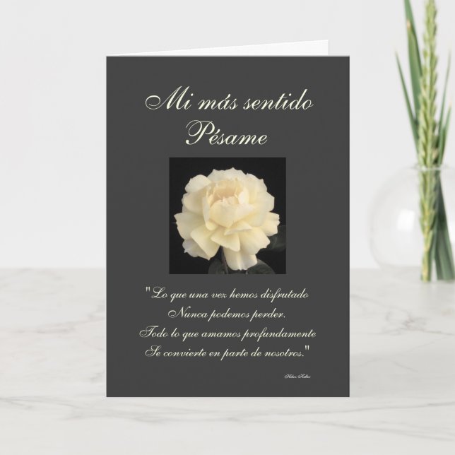 Español: Tarjeta de condolencia de Pesame B&W (Anverso)