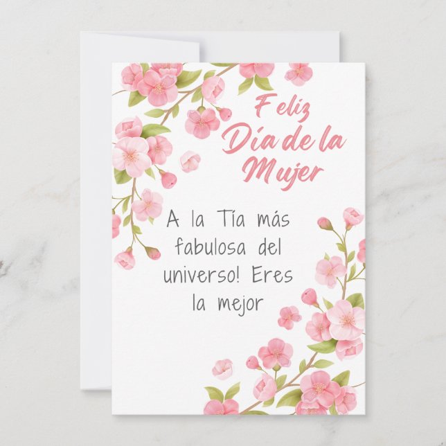 Español - Tarjeta del Día de la Mujer Tía Feliz (Anverso)