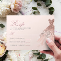 Española Quinceañera Mis Quince Rosa Rosa RSVP