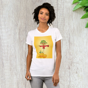 Espantapájaros con calabazas camiseta de mujeres