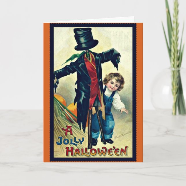 Espantapájaros con la tarjeta de Halloween del (Anverso)