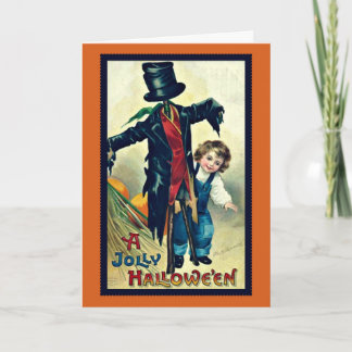 Espantapájaros con Tarjeta de Halloween Vintage So